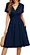 V-neck dress with pockets blue